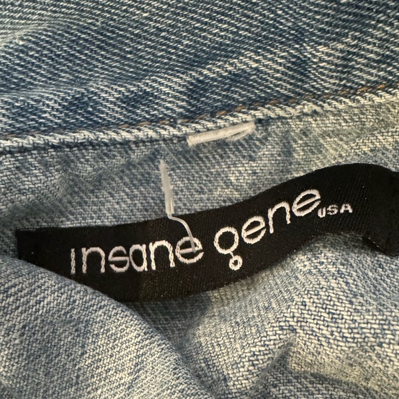 Insane Gene long denim jacket, Factory distressed and faded. Oversized size s - Picture 5 of 7
